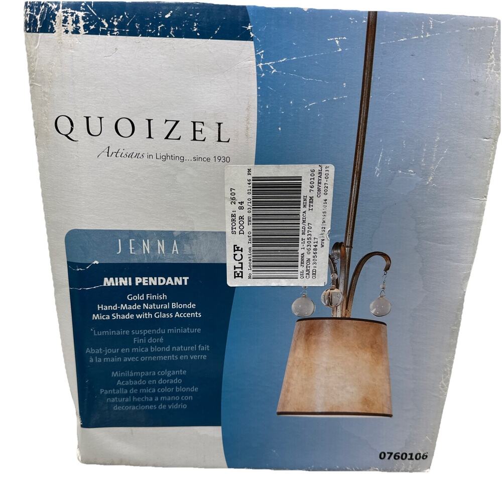 Quoizel Jenna Gold Pendant Light hand-made natural blonde {E8}